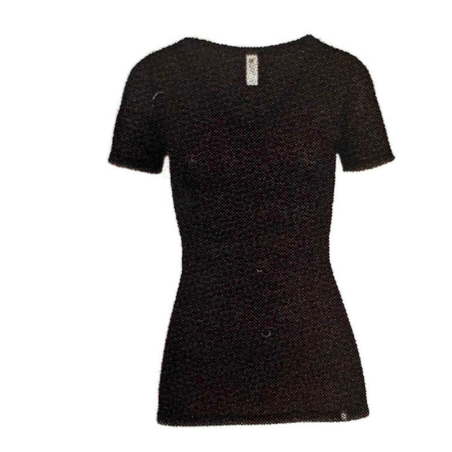 MERINO SKINS Ladies Verona V-Neck Tee Thermal Top Wool Blend - Black