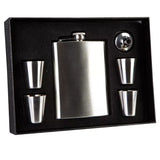 Stainless Steel Classic 270ml Travel Flask Set w/ 4pc Shot Glass Silver