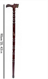 93cm Wooden Walking Stick Wood Cane Pole Carved Varnished Deluxe Sturdy w/ Dragon