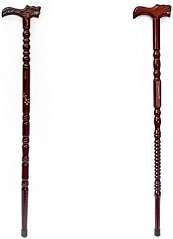 93cm Wooden Walking Stick Wood Cane Pole Carved Varnished Deluxe Sturdy w/ Dragon