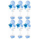 6x 165cm Birthday Balloon Stand Decoration Kit (21-Pieces) in Blue/White (Bulk Pack)