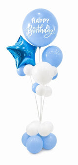 165cm Birthday Balloon Stand Decoration Kit (21-Pieces) in Blue/White