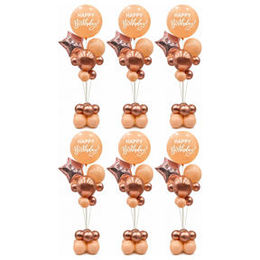 6x 165cm Birthday Balloon Stand Decoration Kit (21-Pieces) in Cognac/Bronze (Bulk Pack)
