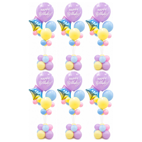 6x 165cm Birthday Balloon Stand Decoration Kit (21-Pieces) in Multicolour (Bulk Pack)