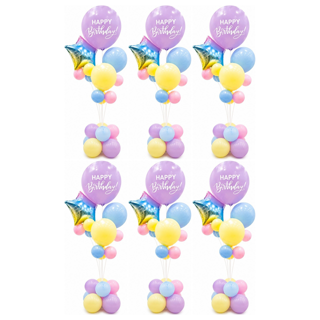 6x 165cm Birthday Balloon Stand Decoration Kit (21-Pieces) in Multicolour (Bulk Pack)