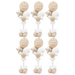 6x 165cm Birthday Balloon Stand Decoration Kit (21-Pieces) in Pastel/White (Bulk Pack)
