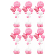 6x 165cm Birthday Balloon Stand Decoration Kit (21-Pieces) in Pink/White (Bulk Pack)