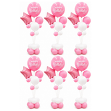 6x 165cm Birthday Balloon Stand Decoration Kit (21-Pieces) in Pink/White (Bulk Pack)