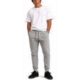 Mens Grey Skinny Track Pants - Slim Cuff Gym Trackies/Sport Joggers