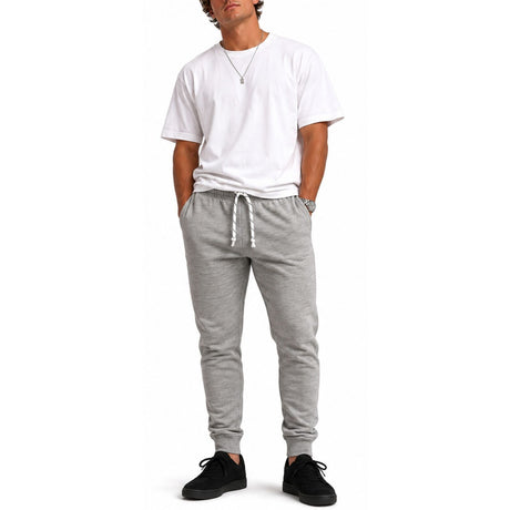 Mens Grey Skinny Track Pants - Slim Cuff Gym Trackies/Sport Joggers
