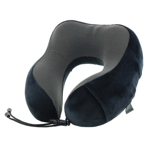 Milleni Memory Foam Ergonomic Travel Neck Pillow - Black (Comfort Flight/Neck Support)