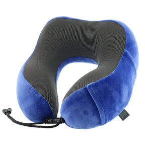 Milleni Memory Foam Ergonomic Travel Neck Pillow - Blue (Comfort Flight/Neck Support)