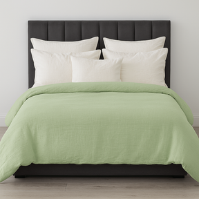 100% Cotton Muslin Duvet Quilt Cover Set w/ 2 Pillow Cases in Pastel Green - King