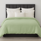 100% Cotton Muslin Duvet Quilt Cover Set w/ 2 Pillow Cases in Pastel Green - Super King