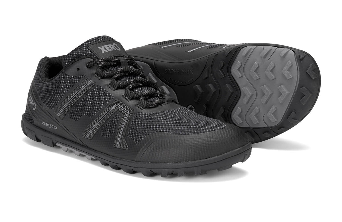 Xero Mens Mesa Trail WP Barefoot Trail Running Shoes - Black (Waterproof Zero Drop Sneakers/Runners)