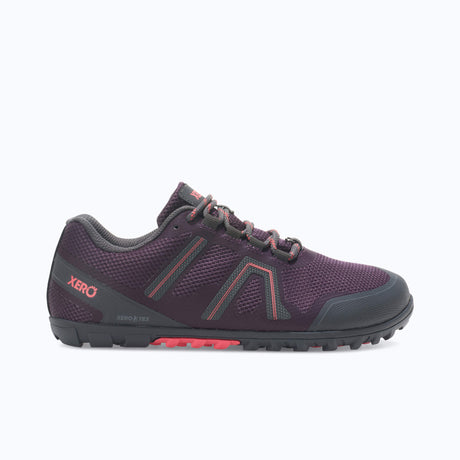 Xero Womens Mesa Trail WP Barefoot Trail Running Shoes - Plum Perfect/Sunset Coral (Waterproof Sneakers)