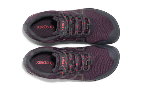 Xero Womens Mesa Trail WP Barefoot Trail Running Shoes - Plum Perfect/Sunset Coral (Waterproof Sneakers)