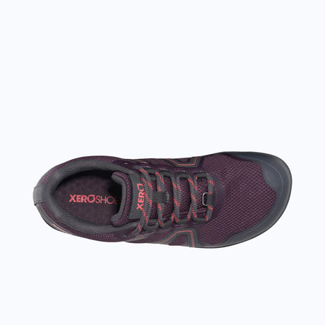 Xero Womens Mesa Trail WP Barefoot Trail Running Shoes - Plum Perfect/Sunset Coral (Waterproof Sneakers)
