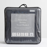 Renee Taylor Australian Merino Wool 400 GSM Blanket - Magnet (Satin Trim)