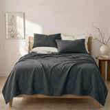 Renee Taylor Washed Linen Cotton Bed Sheet Set - Magnet