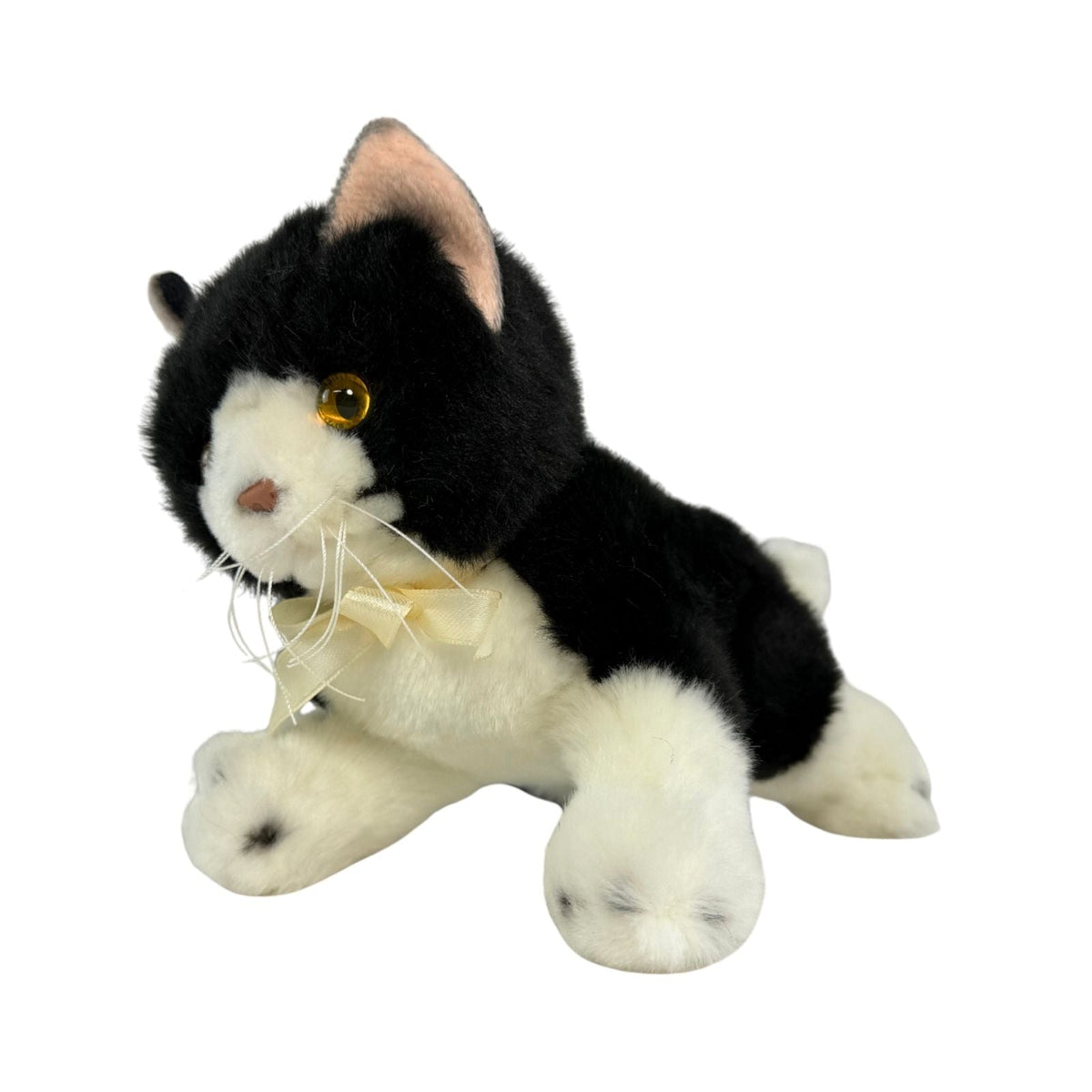 Bocchetta Mango 22cm Floppy Piebald Kitten Plush Toy - Black/White (Realistic Stuffed Animal Cat Gift)
