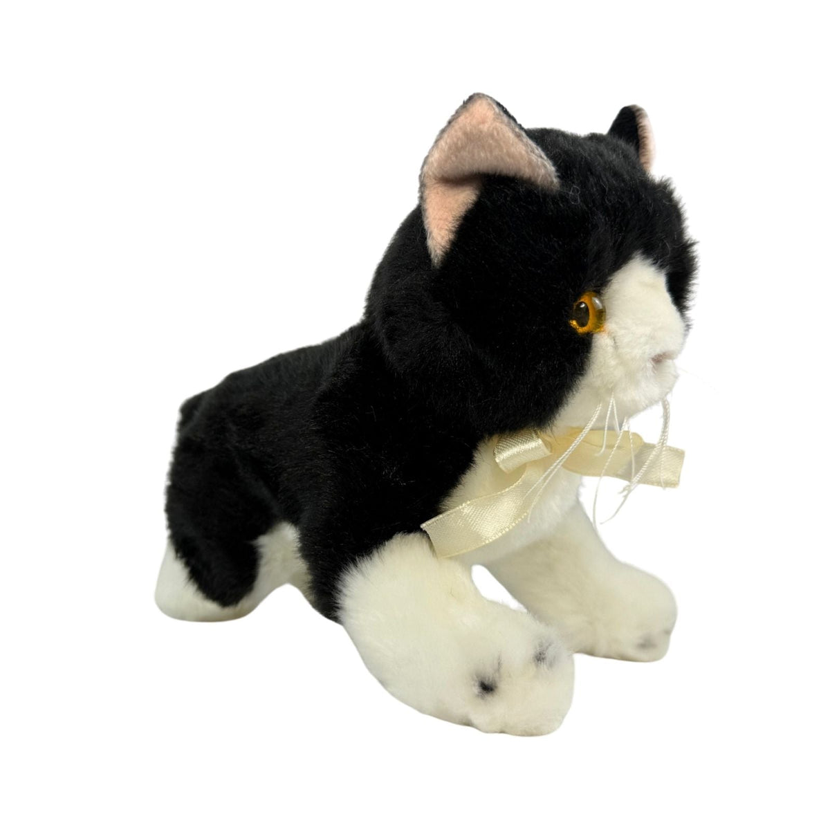Bocchetta Mango 22cm Floppy Piebald Kitten Plush Toy - Black/White (Realistic Stuffed Animal Cat Gift)