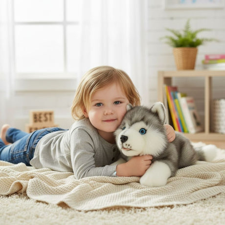 Bocchetta Marbles 28cm Floppy Husky Puppy Plush Toy (Realistic Stuffed Animal Dog Gift)