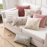 2x Renee Taylor Icon Velvet Cushion - Ivory (Rectangle Decorative Throw Pillow Twin Pack - 30 x 50cm)