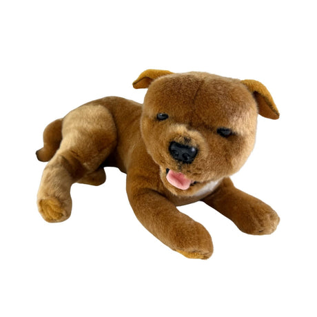 Bocchetta Merlot 35cm Lying Staffy Plush Toy - Brown (Realistic Stuffed Animal Dog Gift)