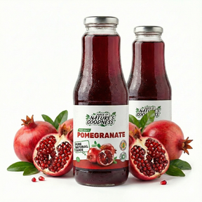 2x 1L Natures Goodness Pomegranate Cold Pressed Juice in Glass Jar - Product of Georgia