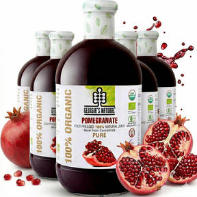 6x 1L Cold Pressed 100% Organic Pomegranate Juice in Glass Bottle - Product of Georgia