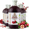 6x 1L Cold Pressed 100% Organic Cranberry Juice in Glass Bottle - Product of Georgia
