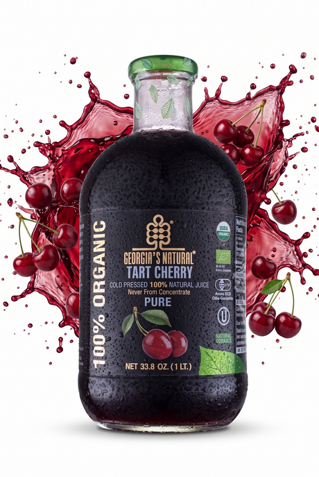 6x 1L Cold Pressed 100% Organic Sour Cherry Juice Bulk Pack - Glass Bottle (Product of Georgia)