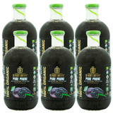 6x 1L Cold Pressed 100% Organic Prune Juice Bulk Pack - Glass Bottle (Product of Georgia)