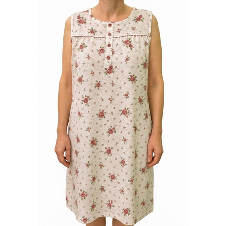 Womens 100% Cotton Sleeveless Nightie Gown Night Dress Pyjamas PJ Pajamas Sleep - White - 12