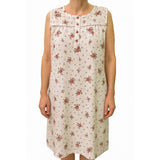 Womens 100% Cotton Sleeveless Nightie Gown Night Dress Pyjamas PJ Pajamas Sleep - White - 12