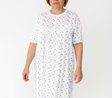 Womens Cotton Plus Size Short Sleeve Nightie - White/Purple (Big & Tall Ladies Pyjamas/Nightgown/PJs)