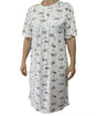 Womens Cotton Short Sleeve Nightie - White/Pink (Ladies Pyjamas/Nightgown/PJs)