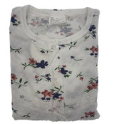 Womens Cotton Short Sleeve Nightie - White/Pink (Ladies Pyjamas/Nightgown/PJs)