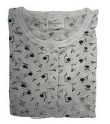 Womens Cotton Short Sleeve Nightie - White/Purple (Ladies Pyjamas/Nightgown/PJs)