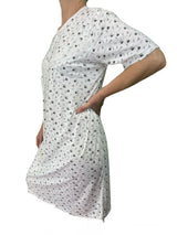 Womens Cotton Short Sleeve Nightie - White/Purple (Ladies Pyjamas/Nightgown/PJs)