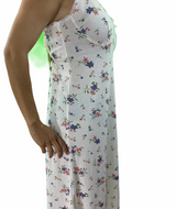 Womens Cotton Sleeveless Nightie - White/Pink (Ladies Pyjamas/Nightgown/PJs)
