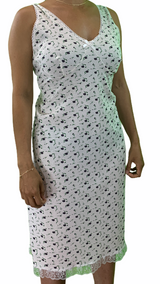 Womens Cotton Sleeveless Nightie - White/Purple (Ladies Pyjamas/Nightgown/PJs)