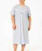 Womens Plus Size Ladies Cotton Big & Tall Nightie Night Gown Pyjamas Sleepwear PJ in Blue - 30