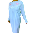 Womens Cotton Long Sleeve Nightie - Blue (Ladies Pyjamas/Nightgown/PJs)