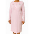 Womens Cotton Long Sleeve Nightie - Pink (Ladies Pyjamas/Nightgown/PJs)
