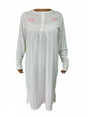 Womens Cotton Long Sleeve Nightie - White (Ladies Pyjamas/Nightgown/PJs)