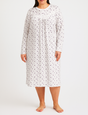 Womens Plus Size Cotton Big & Tall Long Sleeve Nightie Gown Pyjamas Sleepwear PJ in Purple - 30
