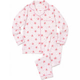 Womens 100% Cotton Pyjamas Set - Pink Floral - Long Sleeve Top & Pants Sleepwear (PJs)