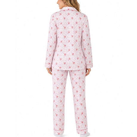 Womens 100% Cotton Pyjamas Set - Pink Floral - Long Sleeve Top & Pants Sleepwear (PJs)